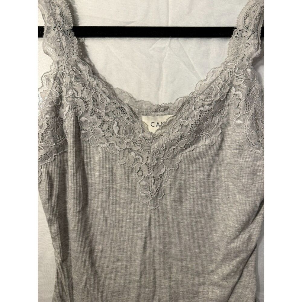 Cami NYC Gray Lace Ribbed Tank - Picture 3 of 3